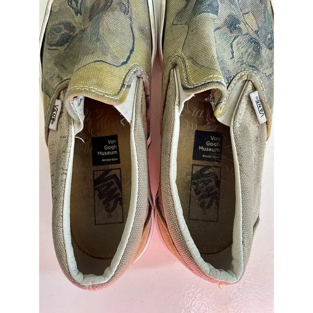 Vans Shoes Mens Size 4.5 Van Gogh Museum Skull Slip On Canvas Art Limited